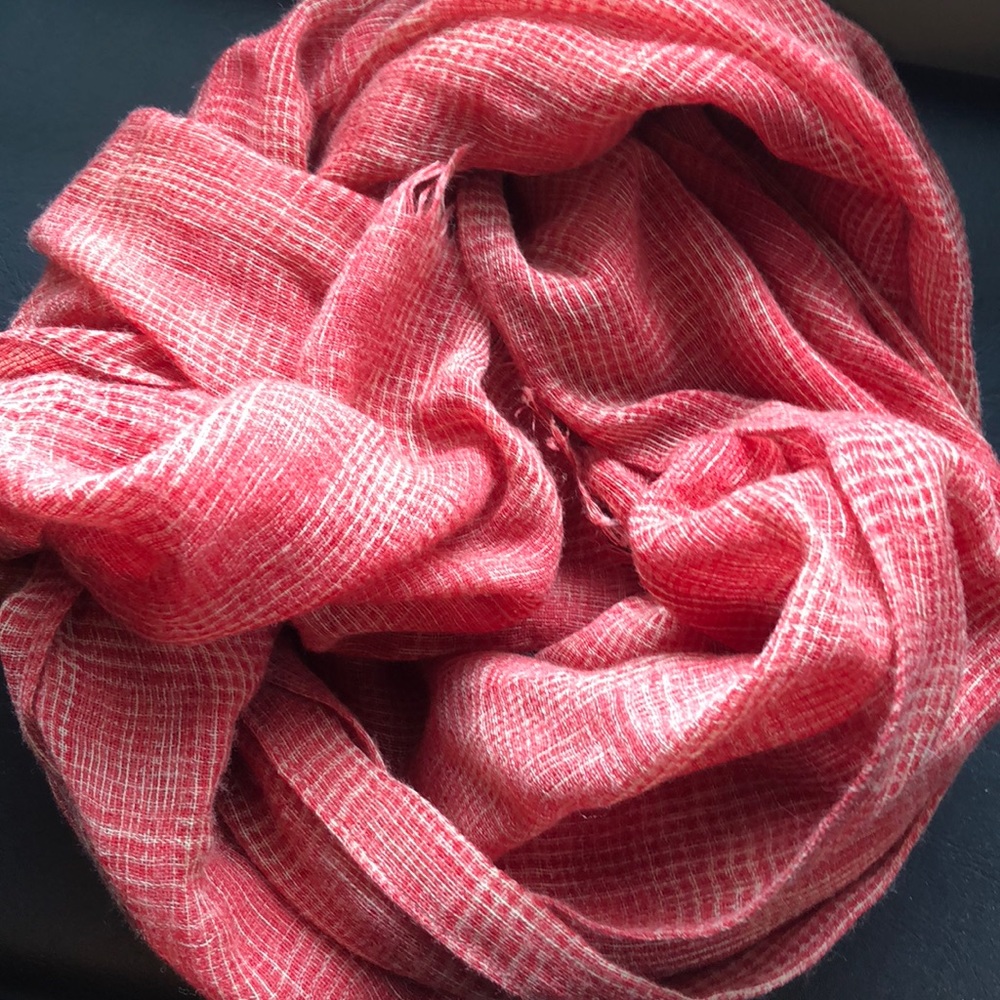 Jitni Red & Tan Plaid Wool Scarf